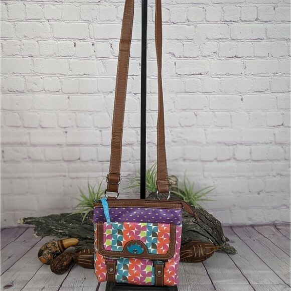 Lily Bloom Geometric Pattern Crossbody Bag Purse - Picture 3 of 11